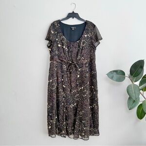Style & Co Dark Floral Chiffon Fairy Midi Dress Sz 18W